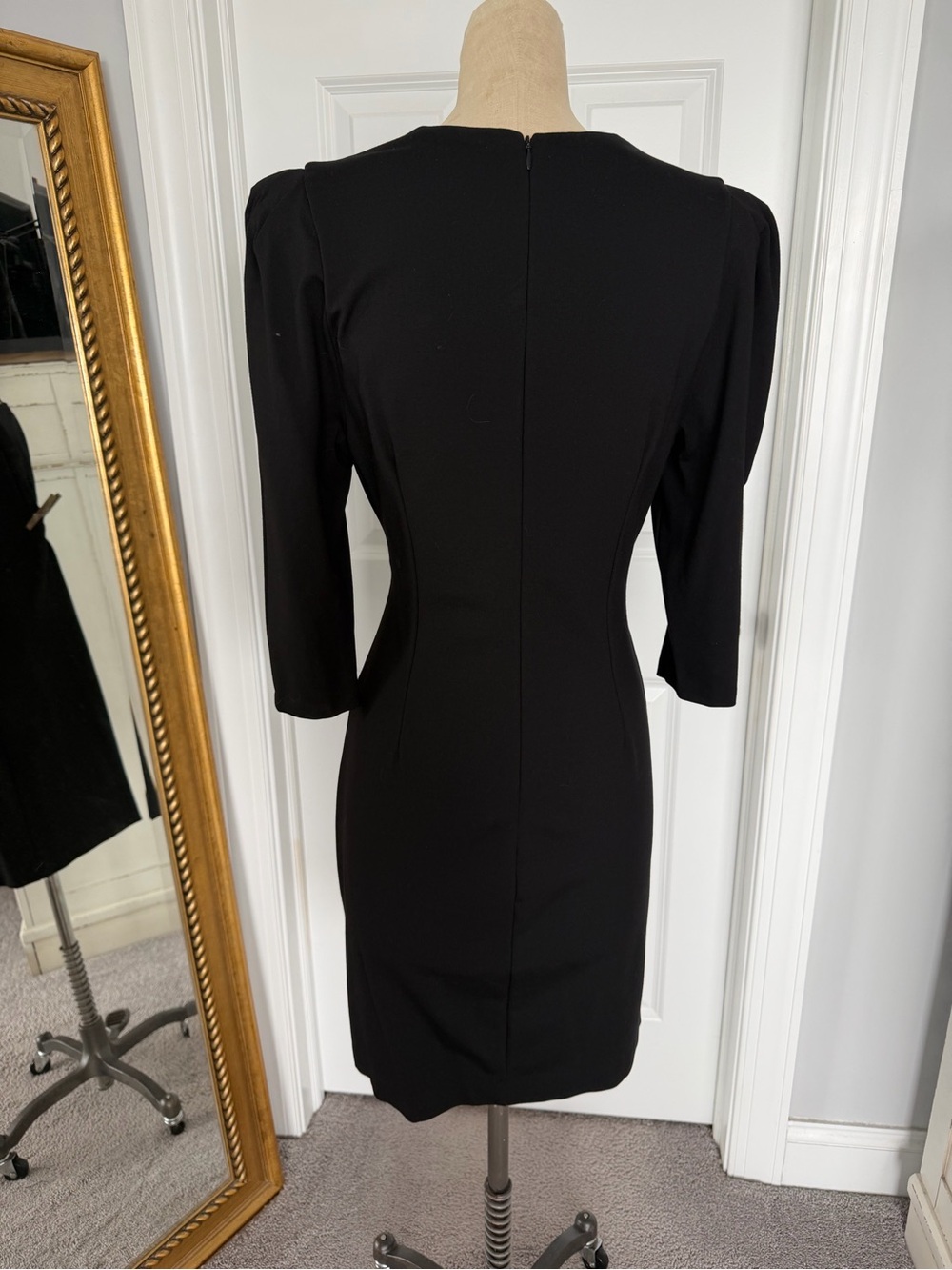 Boston Proper Black Square-Neck Long Sleeve Sheath Dress - Picture 3 of 4